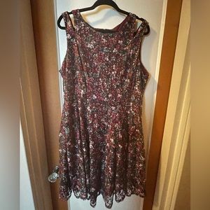 Beautiful Aubergine Lace Fit and Flare Dress